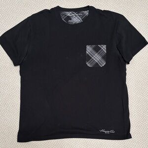 KENNETH COLE Black T-Shirt with Patterned Pocket